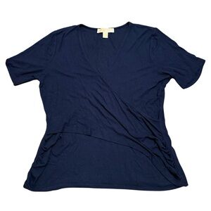 Michael Kors Short Sleeve Shirt Top Navy Blue Size Large